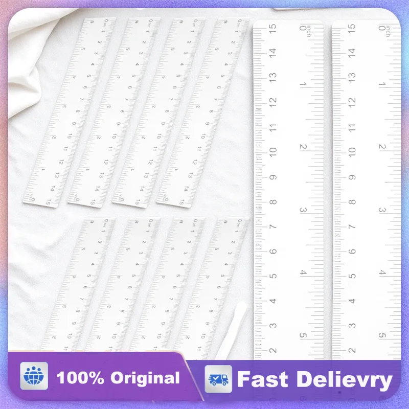 

10pcs Transparent Ruler 15cm Plastic Measuring Tool Clear Markings Dual Units School Office Flexible Straight Architect