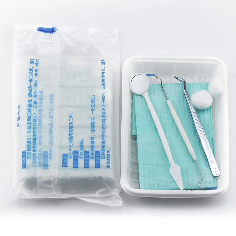 TJDent Disposable Dental Oral Instrument Box with Probe Tweezer Mouth Mirror Cotton Ball Scarf Dentistry Hygiene Care Tools view 2