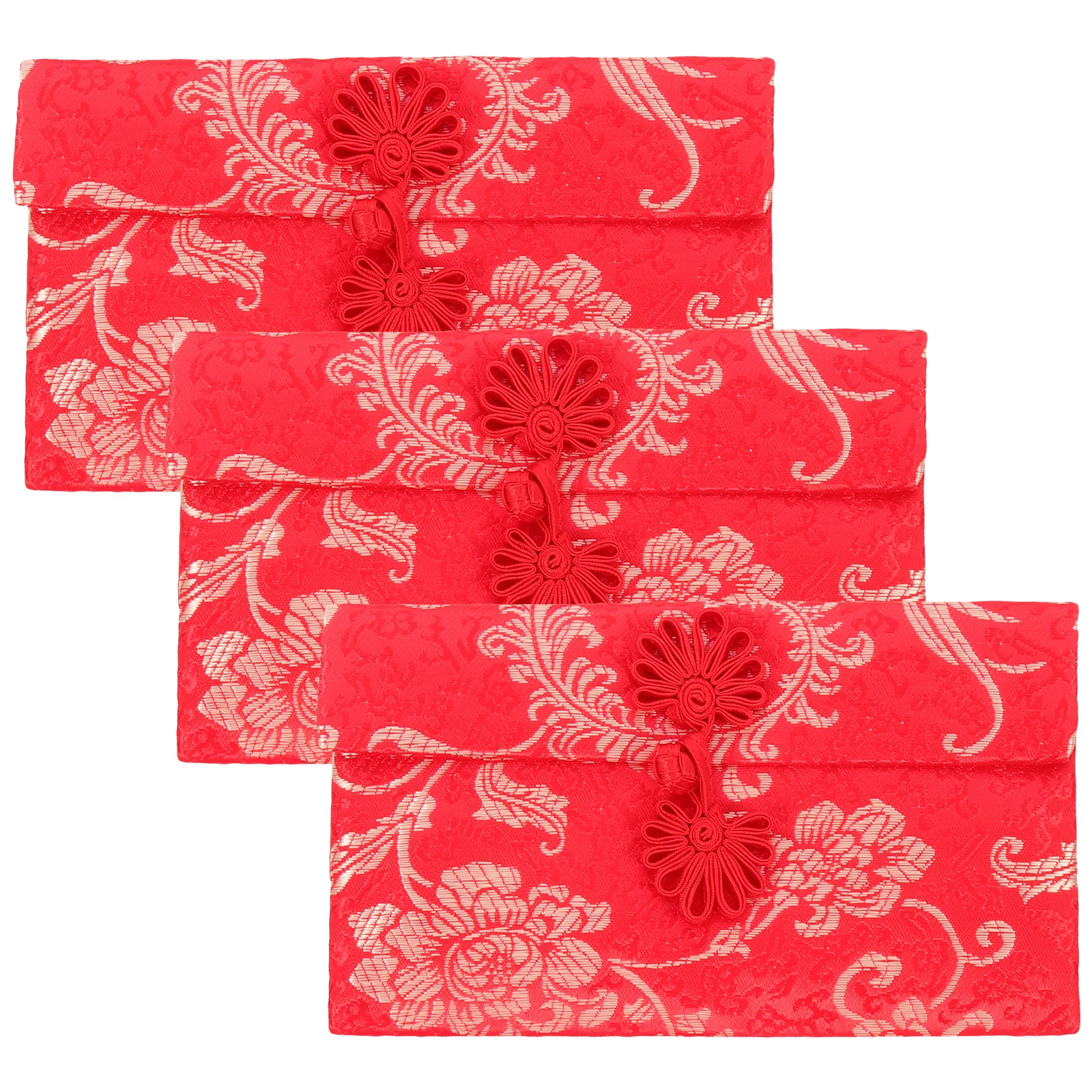 

3Pcs Chinese Red Packet Wedding Supplies Money Envelope Cloth ABS Exquisite Portable Luck Money Bag for Festival New Year Gift