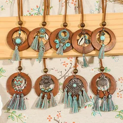 Boho Vintage Necklaces Layered Pendent Necklace Wipe Green Tassel Sweater Chain Multiple Styles Tribal Jewelry Daily Wear Gifts