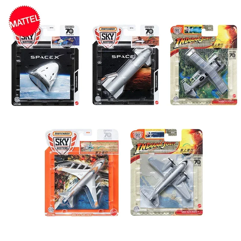 Original Mattel Spielzeug Streichholz schachtel Auto Sky Buster 70 Jahre Space-X Dragon River Flyer Boeing 2013-2018 Fahrzeug Modell Spielzeug für