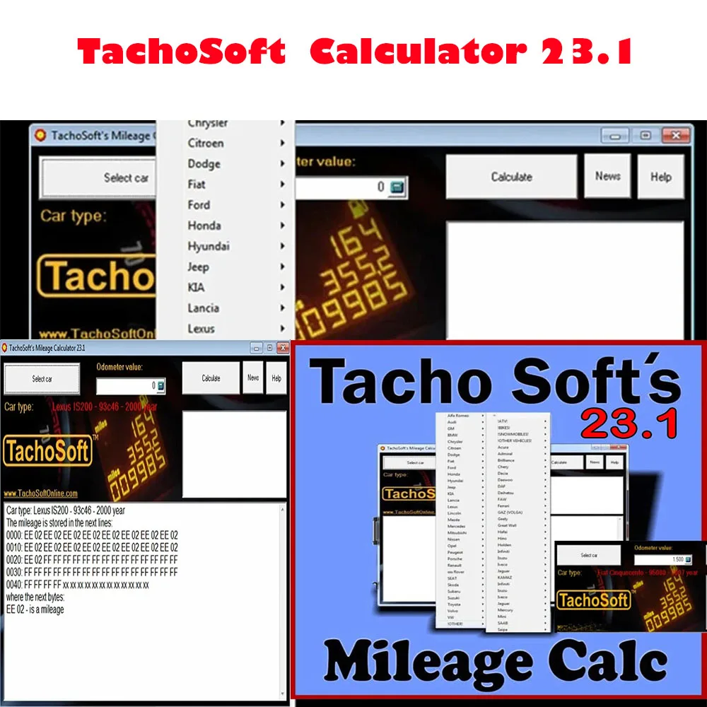 Latest Modify Mileage TachoSoft Mileage Calculator 23.1 SOFTWARE car mileage calculation EEPROM ECM English for Peugeot for Jeep