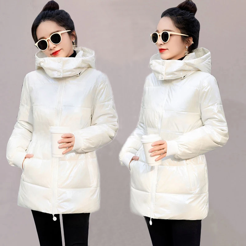 Autumn Jacket for Woman 2024 New Fashion Coat Female Glossy Waterproof Winter Hooded Jacket Plus Size 6XL Down Parkas Snow Wear