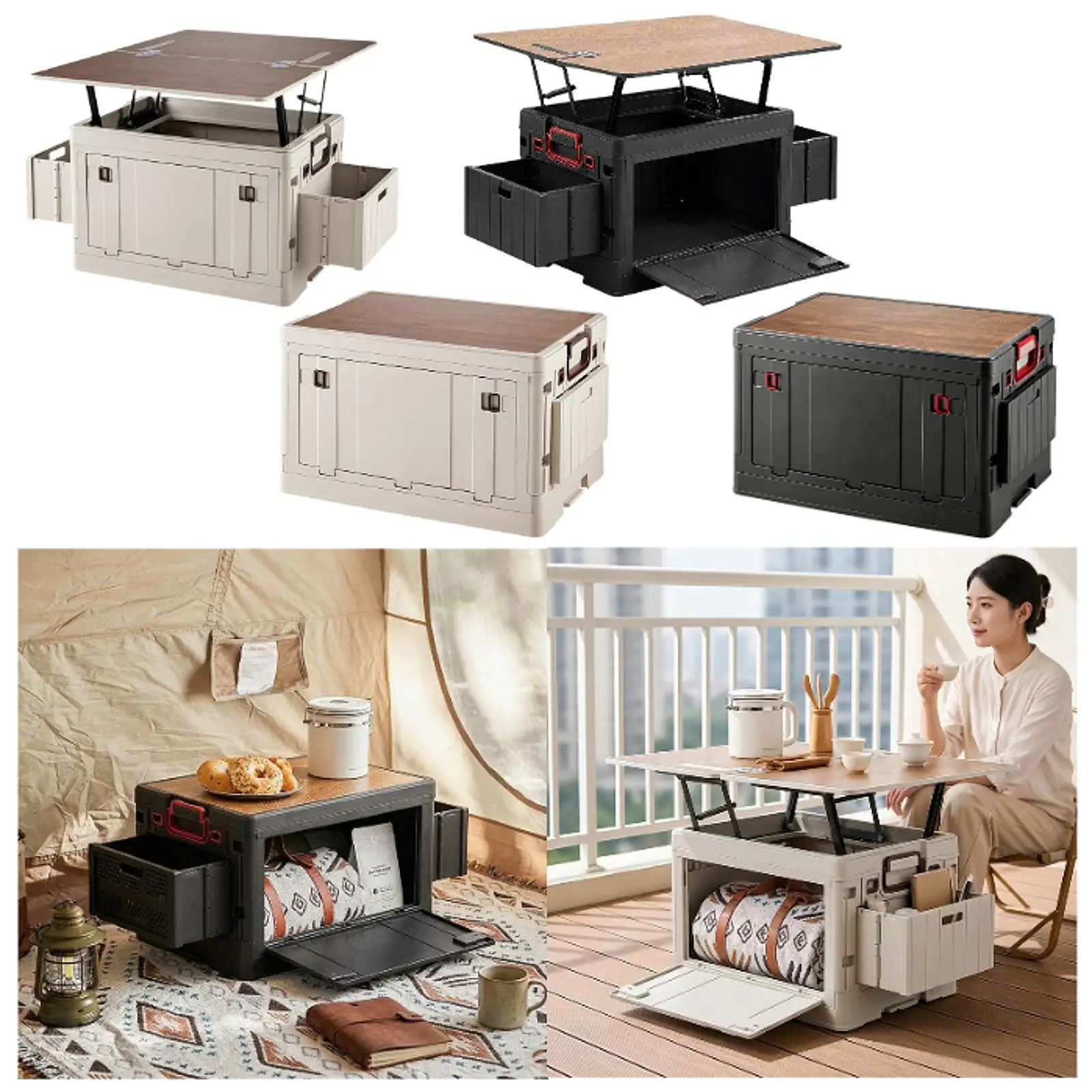 Folding Camping Storage Crate Portable Large Capacity Table Bin for Outdoor Picnic Camping Car RV Organization