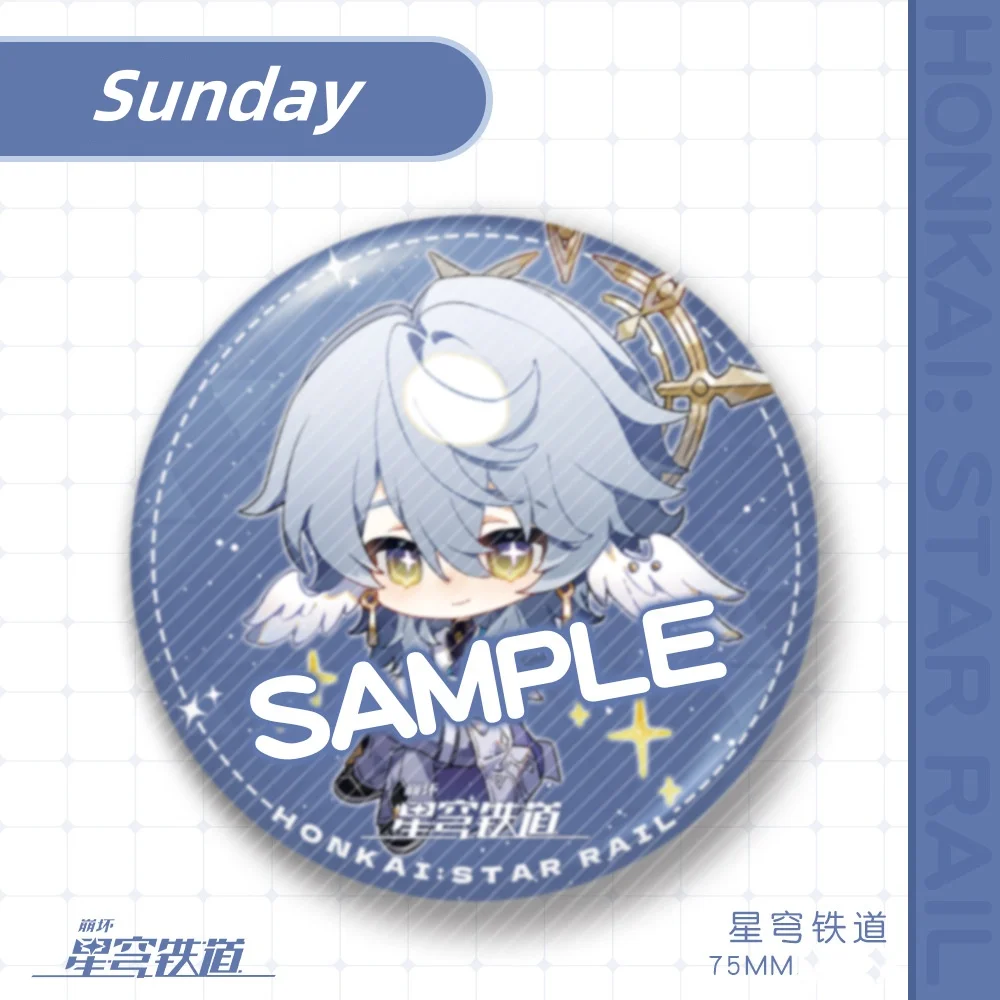 Honkai: Star Rail Nieuwe 75Mm Matte Broche Sunday Aventurine Firefly Robin Acheron Schattige Cartoon Anime Pin Cosplay Game Badge Cadeau