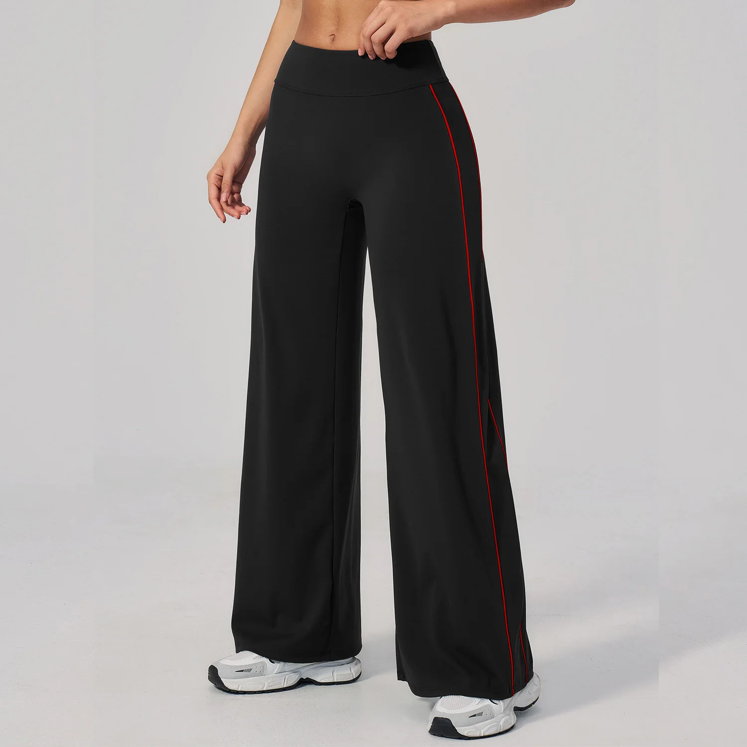 High Waist Hip Lifting Yoga Pants Contrast Color Cloud Feeling Sports Trousers Workout Fitness Outdoor Running Wide Leg Pants