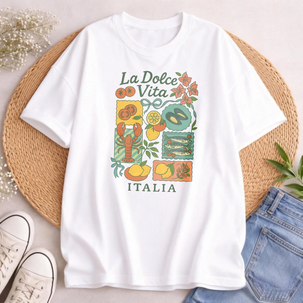 La Dolce Vita Shirt Italian Summer Graphic Tee Foodie Seafood Lover Tee Limoncello Sardines Fisherman Aesthetic