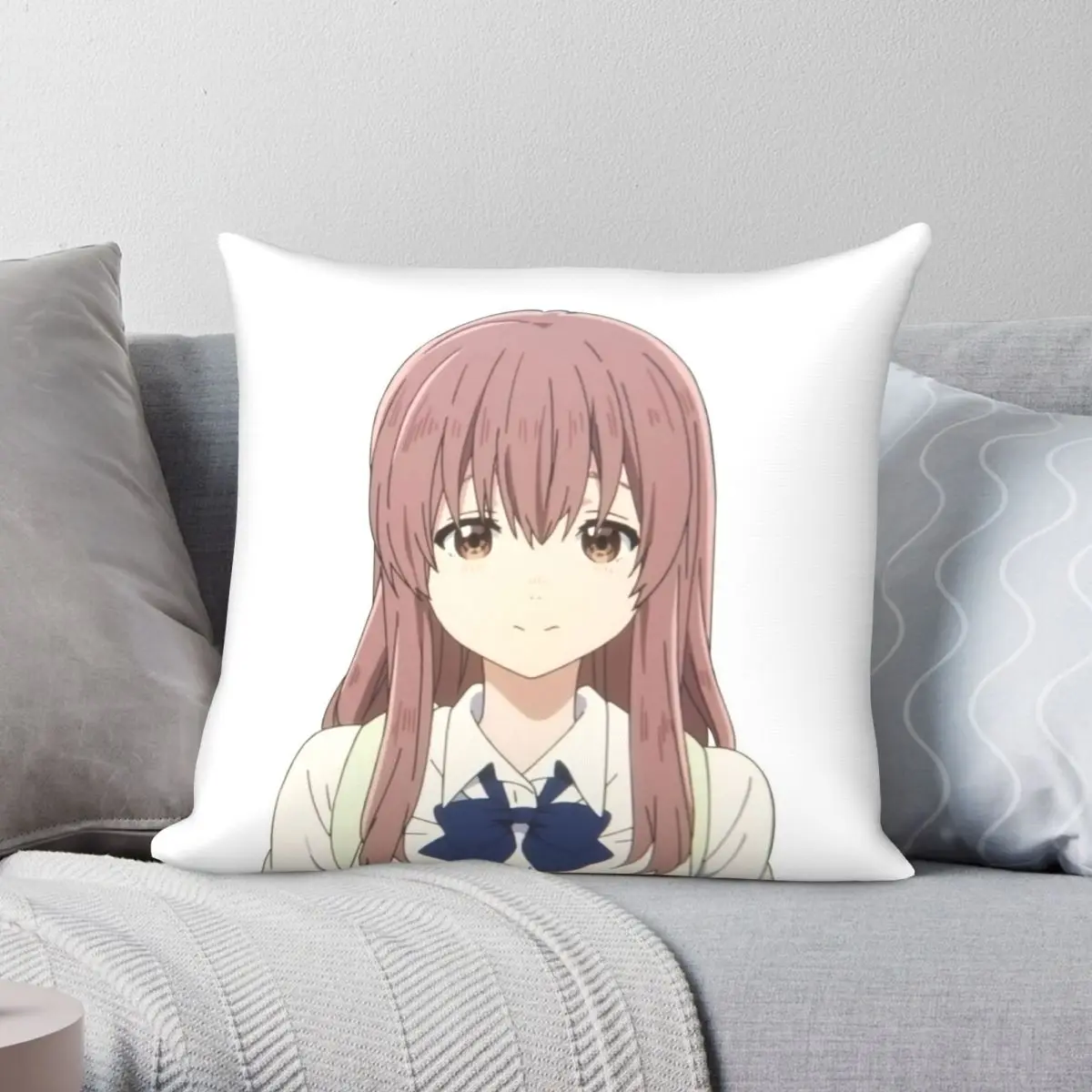 Shouko Nishimiya Koe No Katachi Square Pillowcase Polyester Linen Velvet Printed Zip Decor Bed Cushion Cover 45x45