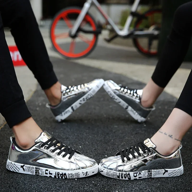 Spring and Summer New Men\'s Casual Shoes for Men Couple Leather Gold Anti Slip Man Sneakers Lightweight Outdoor Shoe Big Size 46