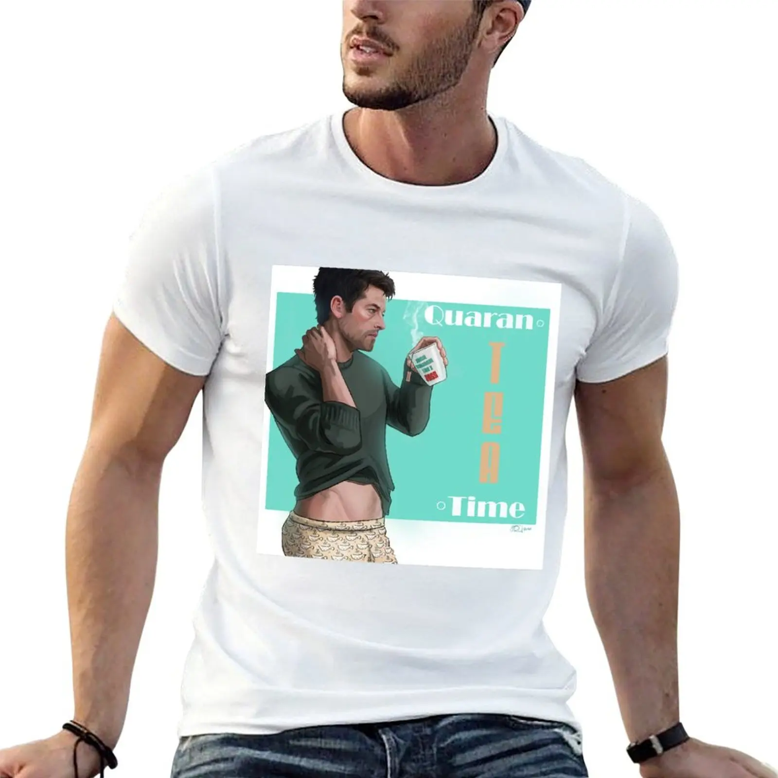 

for Castiel Quaran-Tea-Time anime T-Shirt funny t man shirts t shirts man