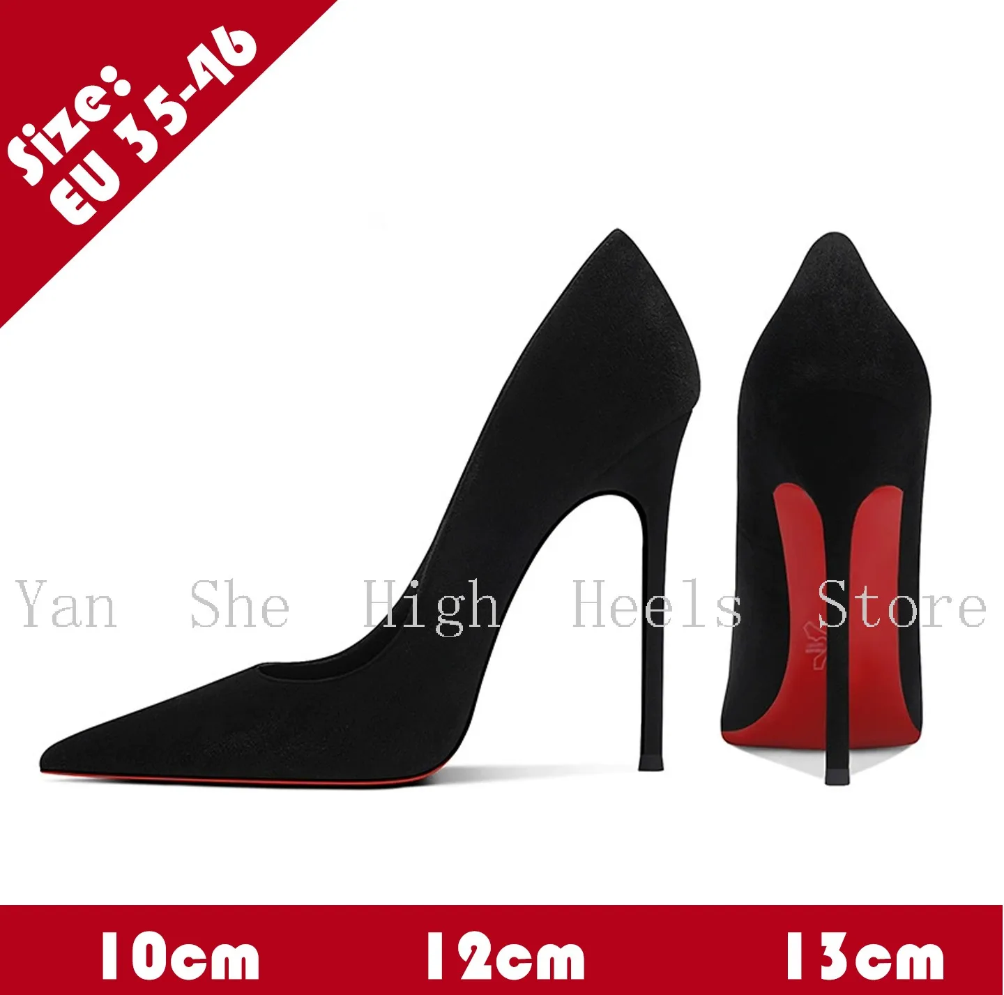 

12cm ultra-thin stiletto heels single shoes, stage host fashion show shoes, pointed toe red sole high heels for business women