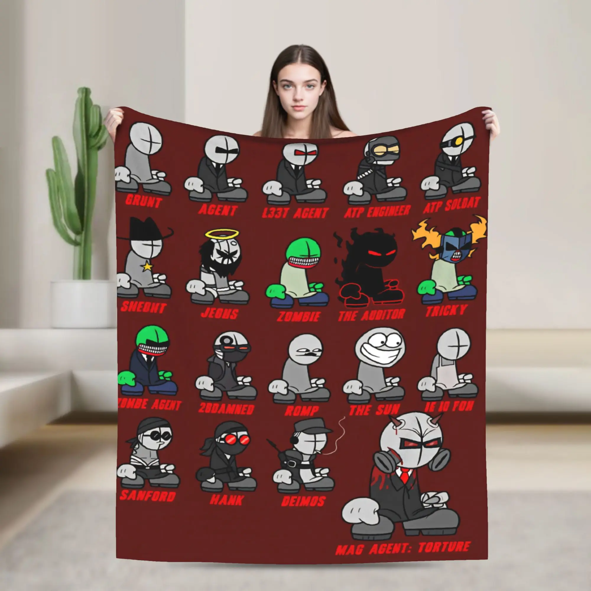 MADNESS COMBAT Anime Soft Warm Blanket  Boy Girl Plush Throw Blanket Comfortable Couch Chair Flannel Bedspread Sofa Bed Cover