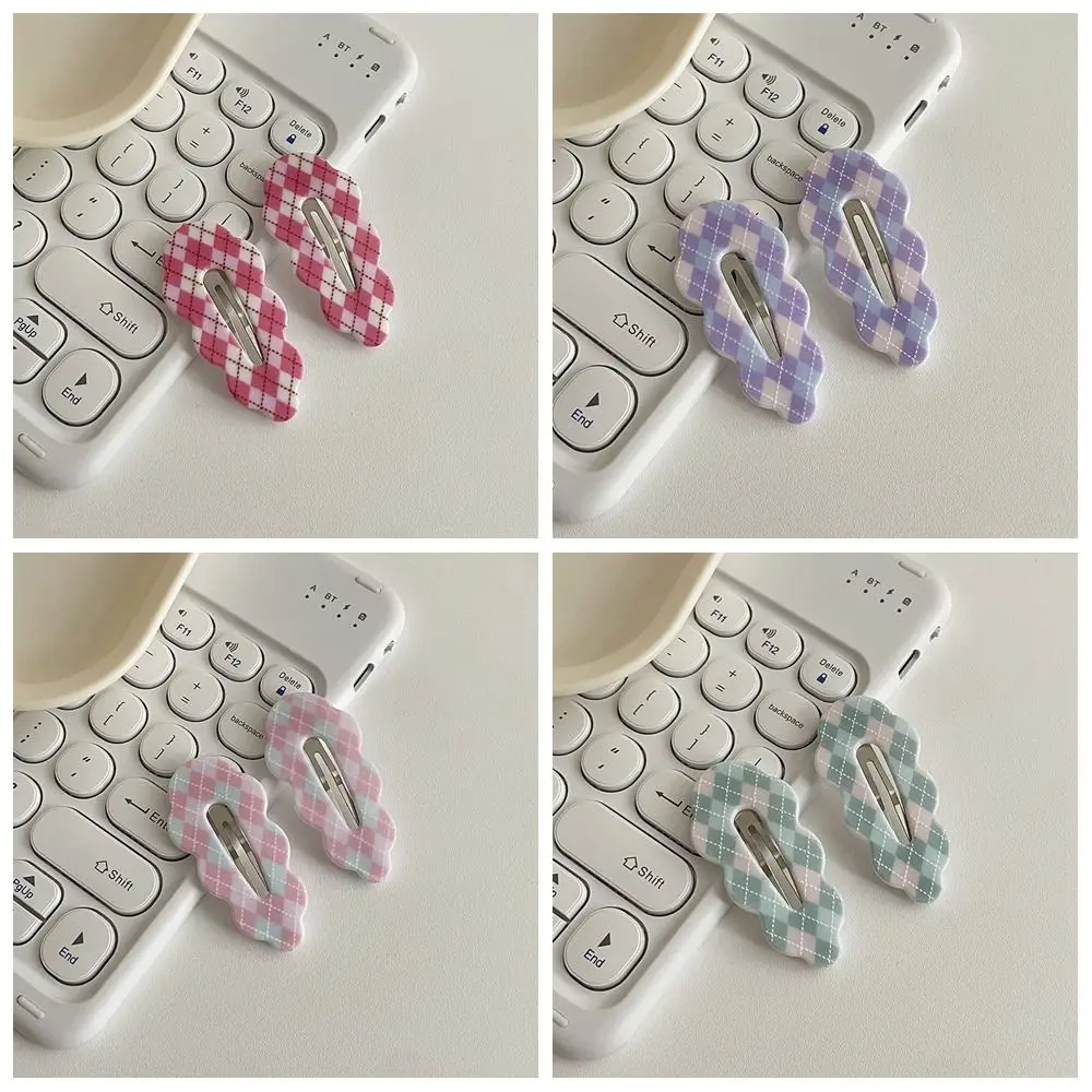 Haarschmuck Legierung Plaid Haars pange Acryl Süßigkeiten Farbe Wolke Haars pange unregelmäßige Haars pangen koreanischen Stil Haarnadel Party – Detail 2