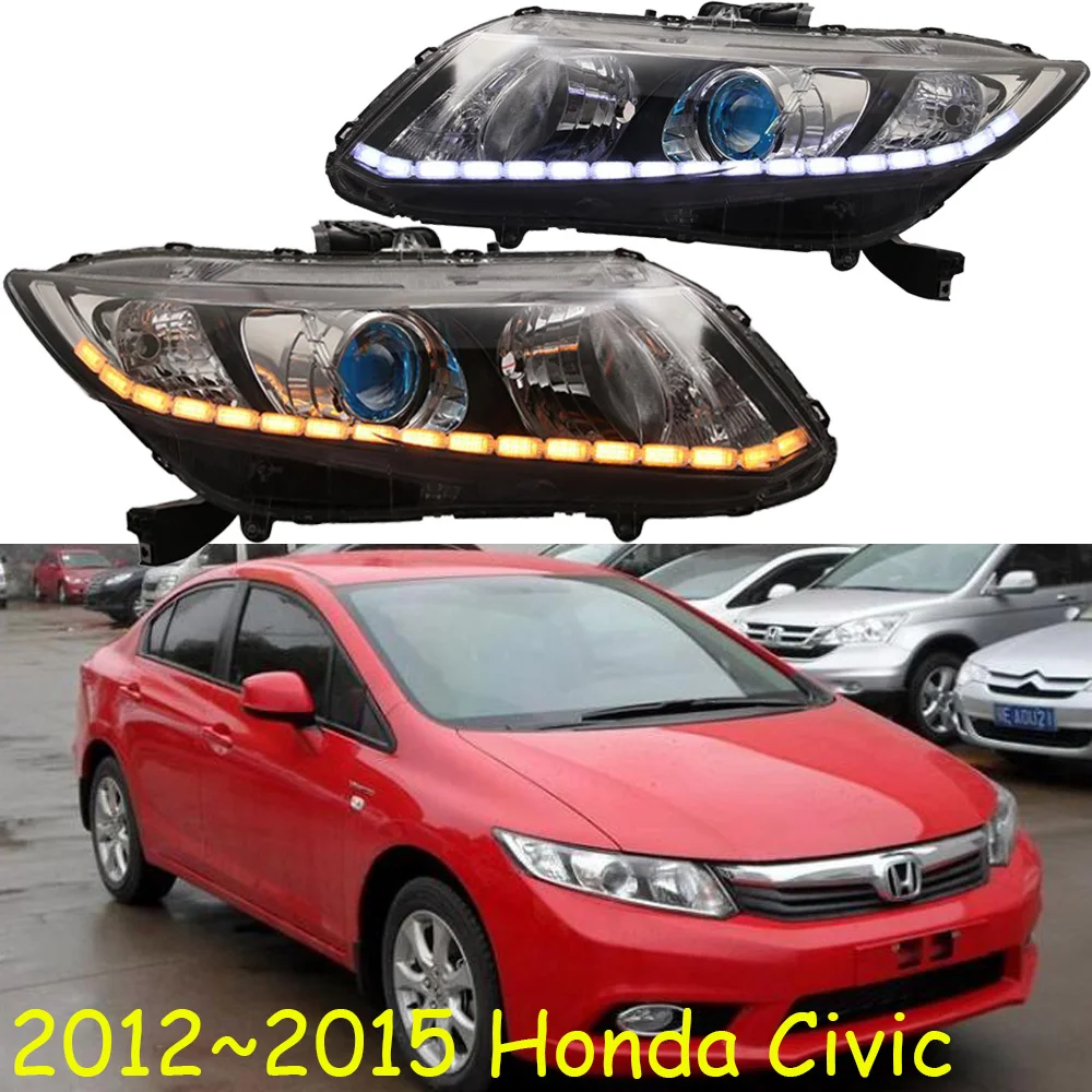 2pcs Cars Styling Headlights For CIVIC 9th Headlight DRL 2012 2013 2014 2015year LED Running lights Bi-Xenon Beam Fog