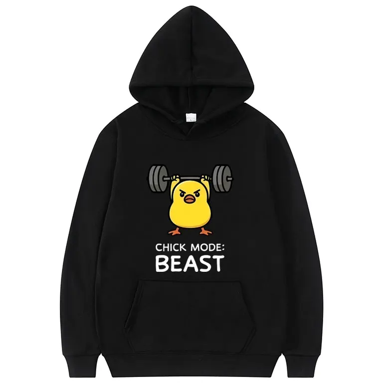 Hoodie Gráfico Engraçado de Pato e Ganso para Academia, Moda Casual Unissex, Pullover Oversized para Homens e Mulheres