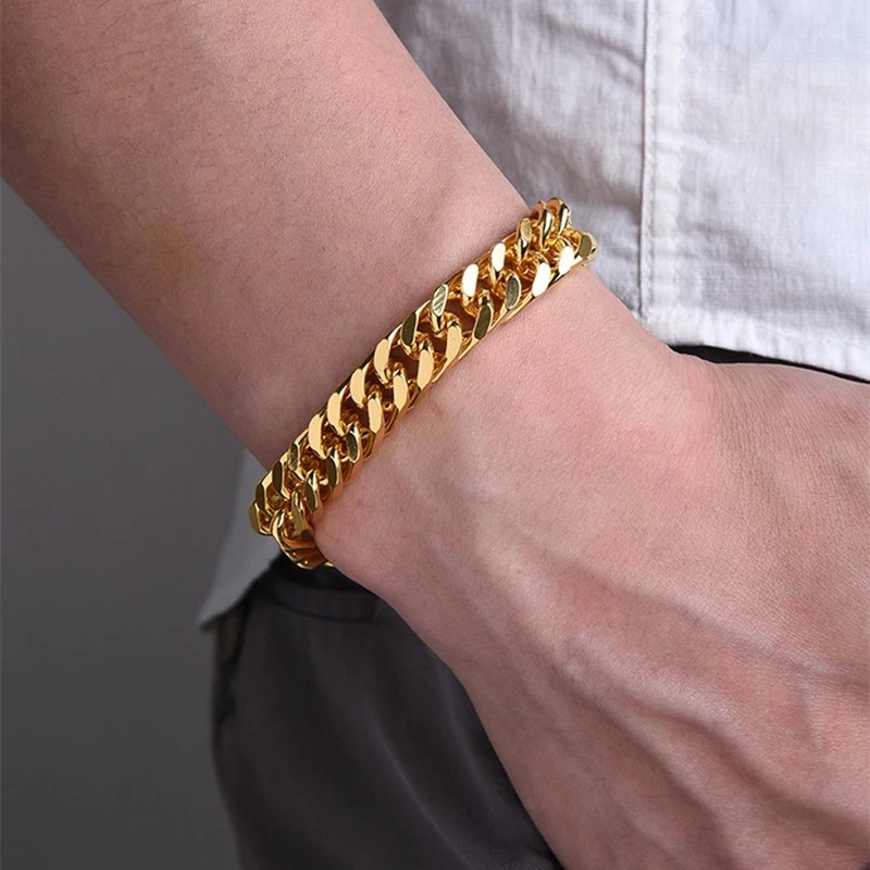 3-11mm Thick Waterproof Chain Bracelet for Men Stainless Steel Cuban Chain Wristband Classic Punk Heavy Men's Jewelry