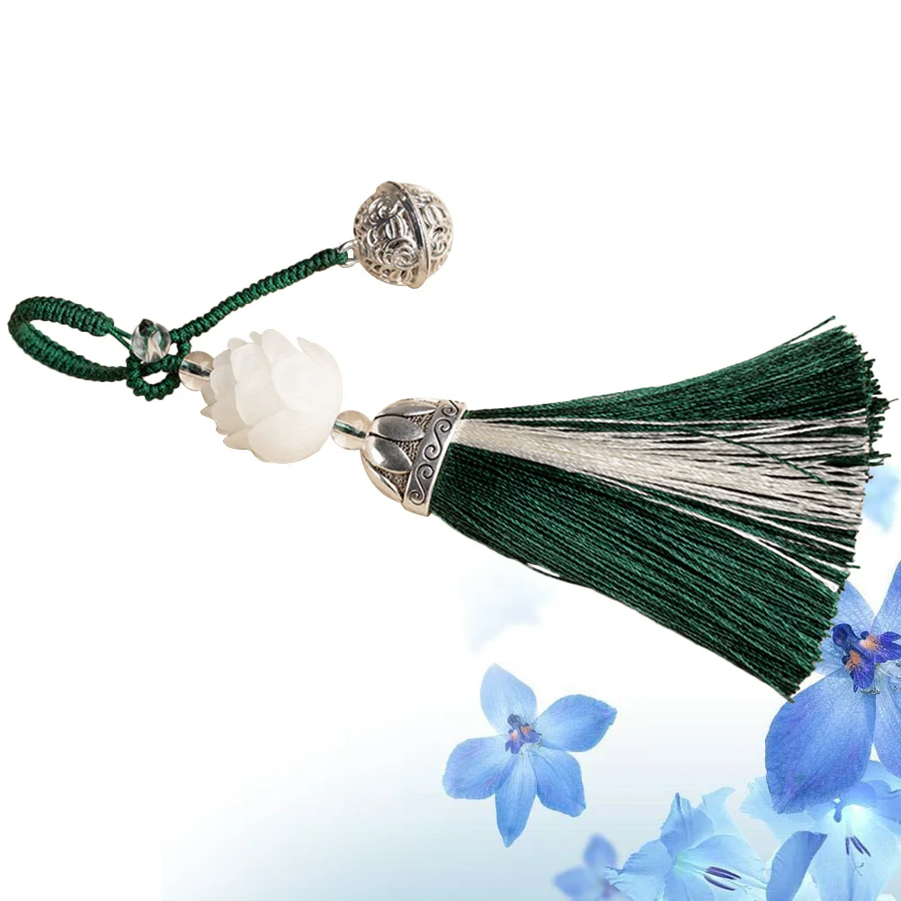 

Chinese Style Bodhi Lotus Beads Tassel Pendant Phone Hanging Chain Lanyard Keychain Green Beige Unique Decor Phone Hanging Chain
