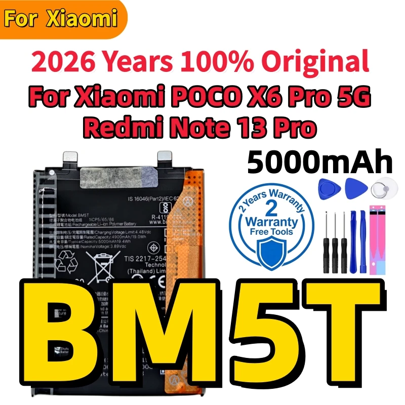 2026 Original Battery For Xiaomi Mi CIVI 2 Poco X6 Pro 12X 12 12S 13 13T 14 Lite Pro Battery BP45 BP46 BP4E BP4G BM5T BP4Q BP4R