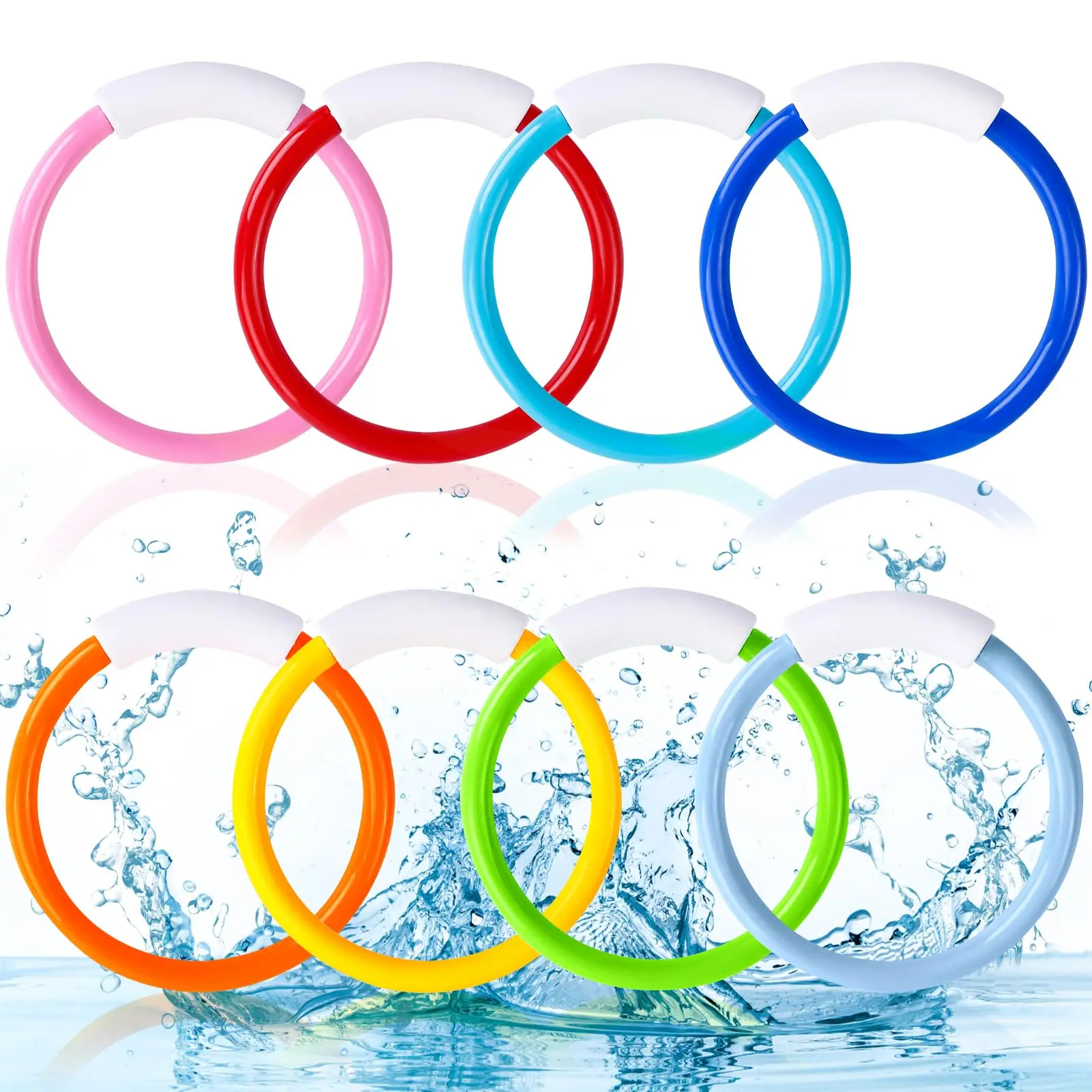 

8 Pcs Colorful Pool Rings Toys Underwater Training Swimming Diving Toy for Kids Gifts Summer Swim Water Fun Games