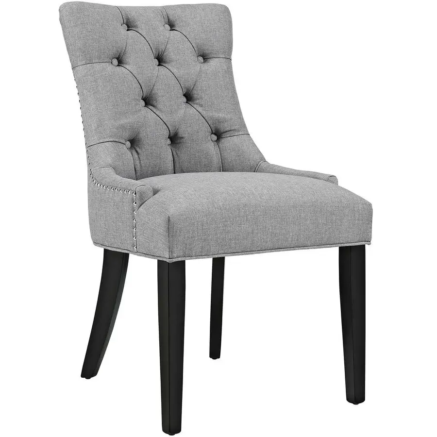 

Regent Button Tufted Upholstered Fabric Dining Chair in Light Gray