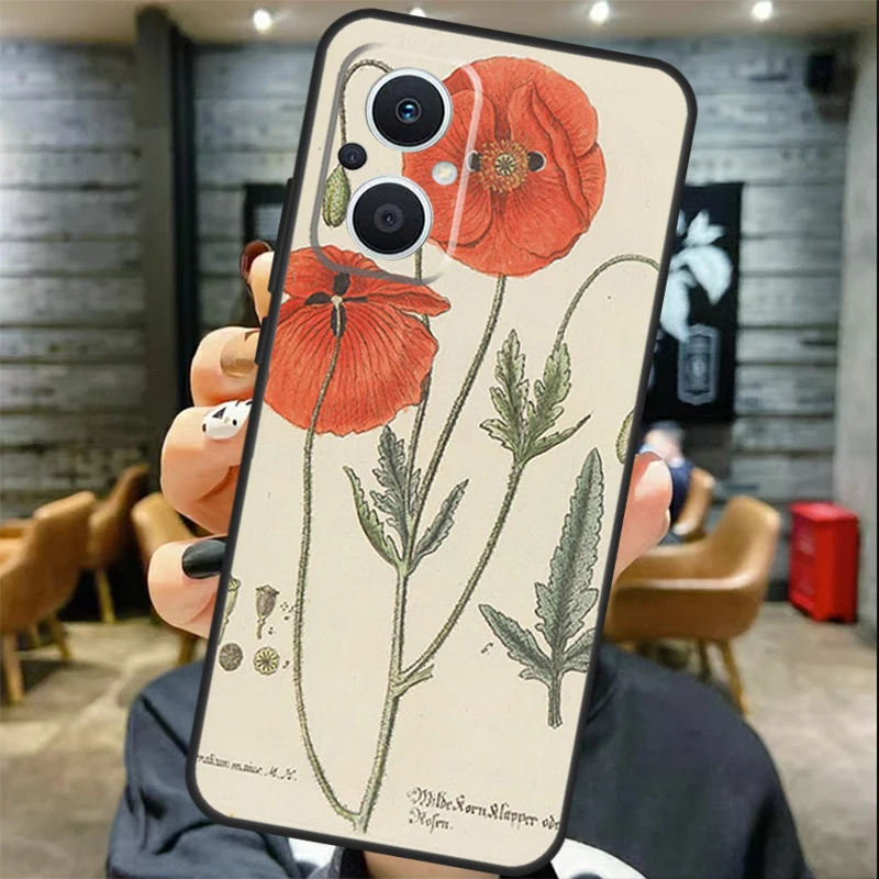 Botanical Drawings Flowers Case For OPPO Find X5 X2 X3 Lite Neo X6 Pro OPPO Reno 6 7 8 Lite 2 3 4 5 Z 8T Cover Funda