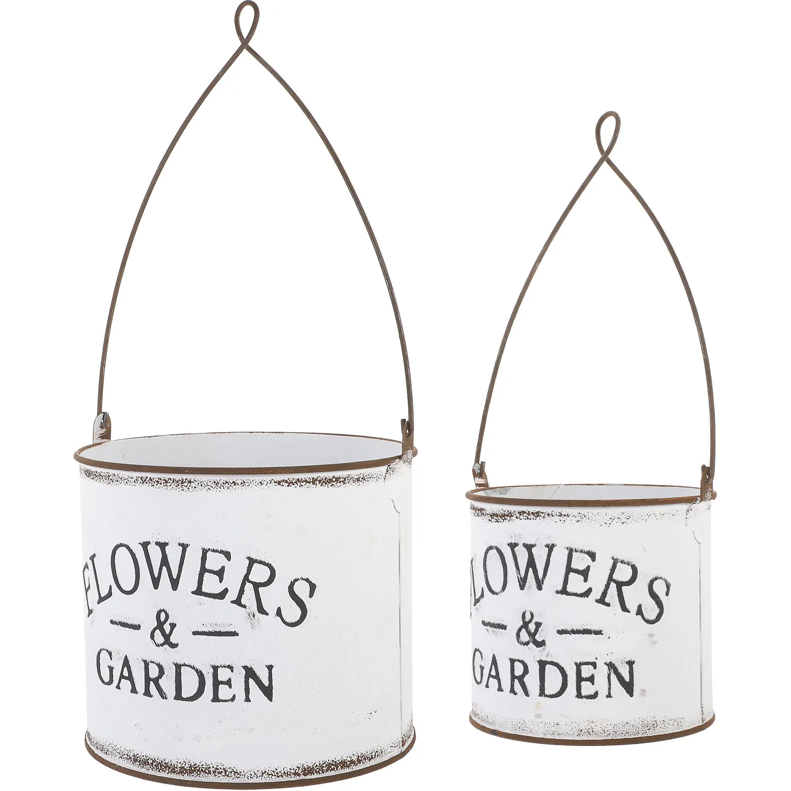 2pcs Iron Hanging Flower Pot, Decorative Tin Planter for Balcony, Wall, or Shed – Garden Decor & Home Brightening
