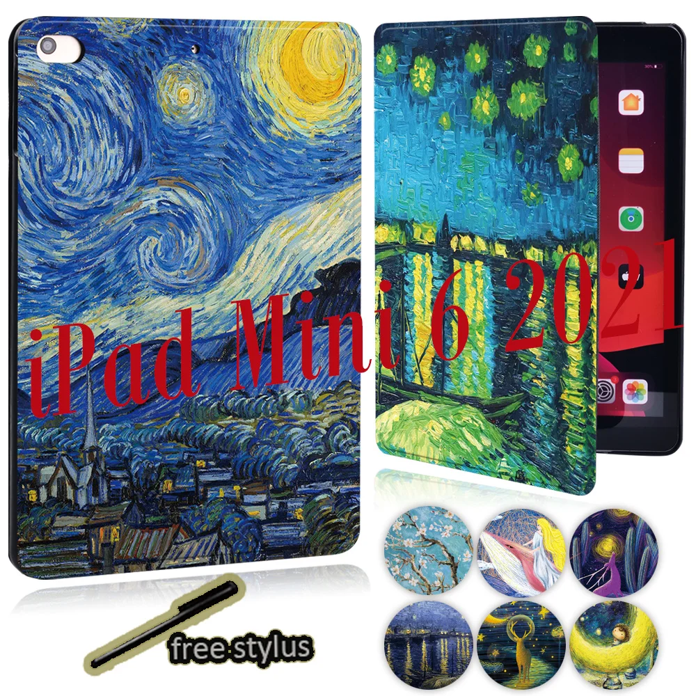 

Anti-fall Tablet Case for Apple iPad Mini 6th Generation 8.3 inch 2021 Fashion Stand Cover Paint Pattern Protective Shell