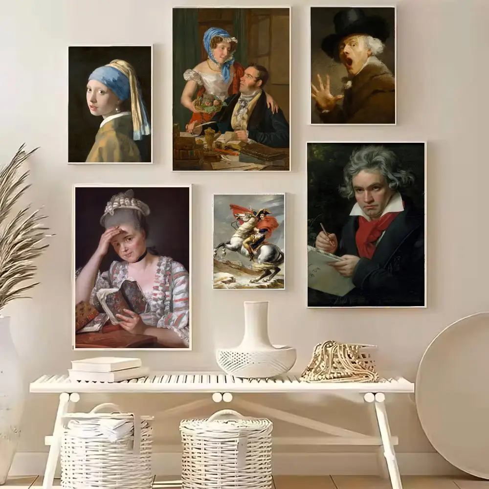 Mona Lisa Portrait Napoleon Crossing the Alps Famous Painting Canvas Poster Wall Art Print for Living Room Home Decor