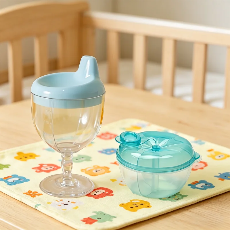 Children's Feeding Milk Powder Box Set with Highball Glasses PP Material Mealtime Organization for Kids