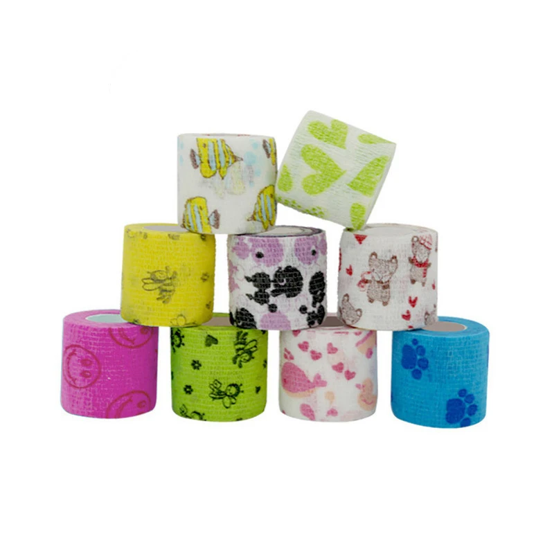 1 Pcs Printed Medical Self Adhesive Elastic Bandage 4.5m Colorful Sports Wrap Tape for Finger Joint Knee First Aid Kit Pet Tape