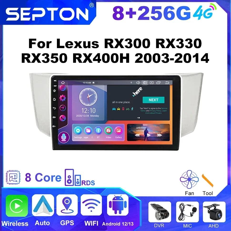 

SEPTON Car Player for Lexus RX300 RX330 RX350 RX400H 2003-2014 Carplay GPS WIFI Car Radio Multimedia 4G Car Intelligent Systems