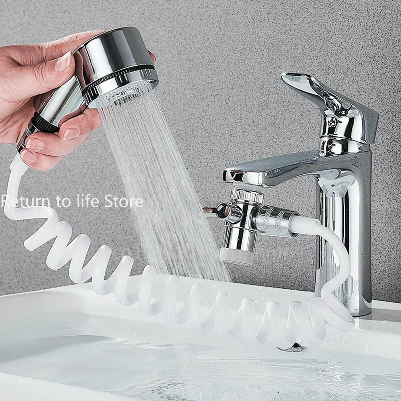 

Home Bathroom Sink Faucet Sprayer Water Tap Extension Nozzle Adjustable Shower Set Sucker Wall-mounted Convenient To Install