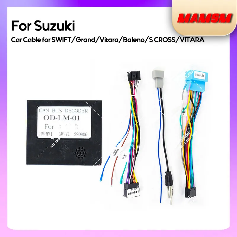 MAMSM Android 2din Car Radio Cable For Suzuki SWIFT/Grand/Vitara/Baleno/S CROSS/VITARA Canbus Decoder Wire Harness Adapter Power