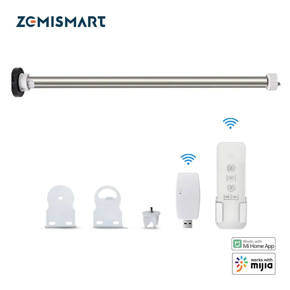 Zemismart MIJIA WiFi Smart Roller Shade Blinds Motor for 17mm 25mm Tube Electric Curtain Driver Built in Battery Mihome Control