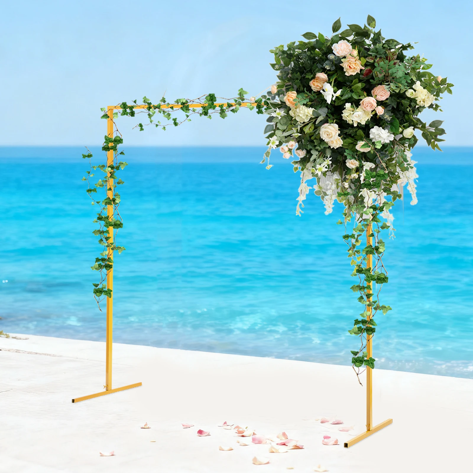 

Свадебная арка, 2x2 м, желтая, с квадратной трубой 25 мм, прочная металлическая рама для декораций на открытом воздухе и в помещении.