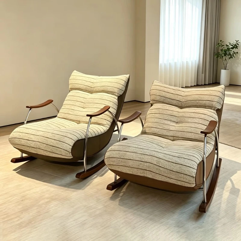 Modern living room leisure chair light luxury fabric sofa rocking chair upholstered rocking chair
