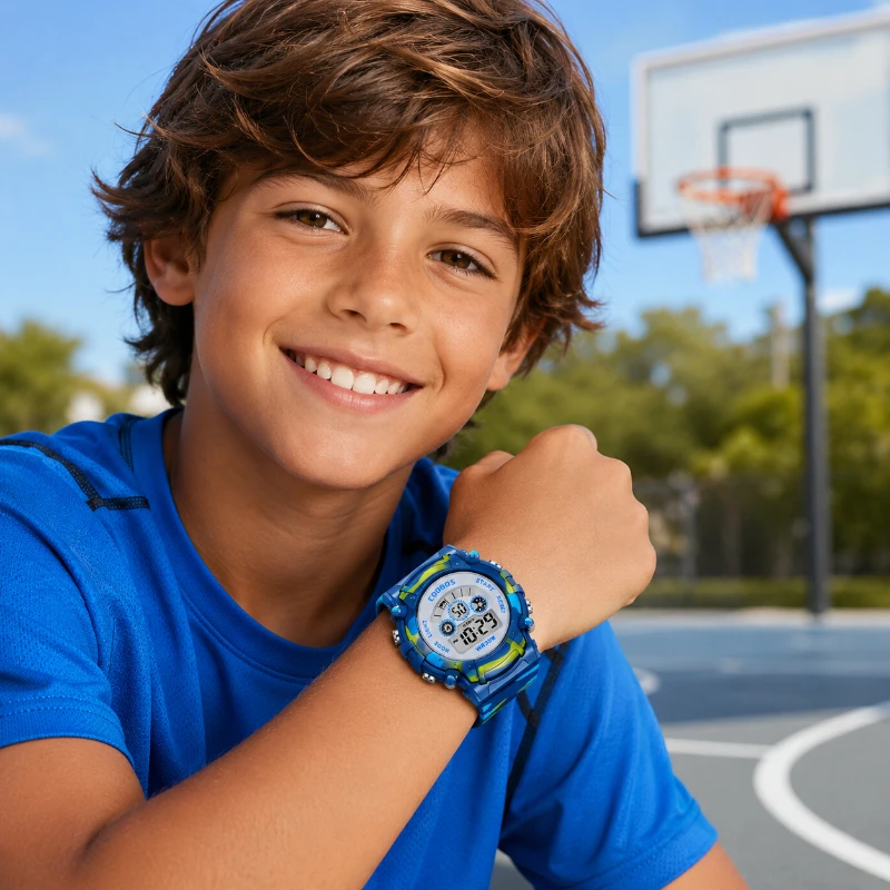 COOBOS Kids Digital Watch Camouflage Sports Wristwatch 30M Waterproof Multifunction LED Alarm Watch for Boys Girls Students