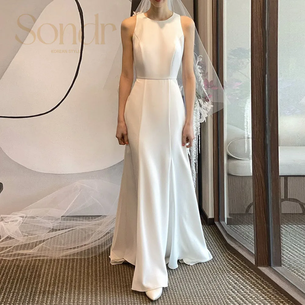 

Sondr O-Neck Sleeveless Backless Korean Wedding Dresses Customized Floor-Length Bridal Reception Gown Photo Shoot Self-Wedding