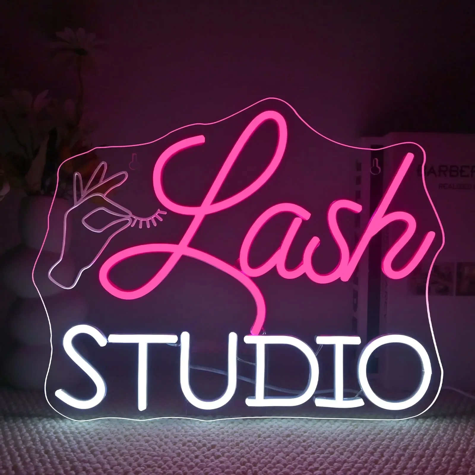 Lash Studio Neon Sign Lashes Room Decor LED Light Business Signs for Lash Lounge, Studio, Beauty Salon, Office Decorations