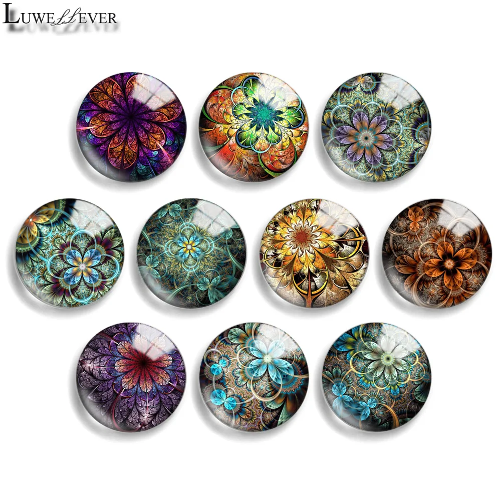 12mm 14mm 20mm 25mm 30mm 40mm 859 Flower Mix Round Glass Cabochon Jewelry Finding 18mm Snap Button Charm Bracelet