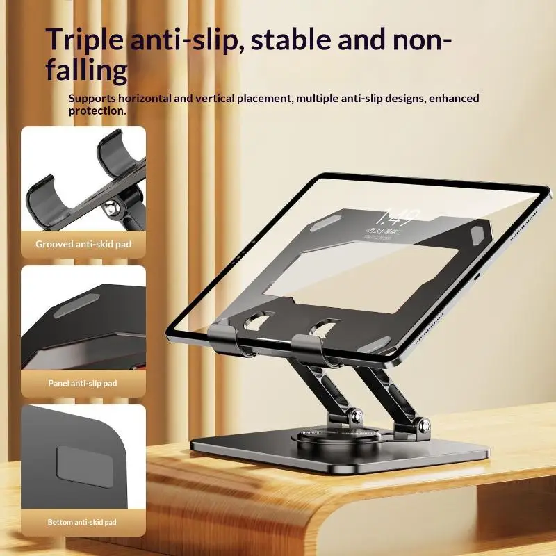 ~360°Rotatable Tablet Stand Adjustable Foldable Desktop Stand Holder Compatible For 4.7-12 Inch Tablet Phone Laptop Tablet