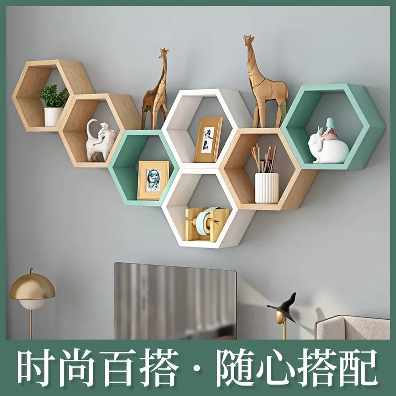 

Wall Shelf Living Room TV Background Wall Partition Film Wall Hanging Decorative Cabinet Creative Grid