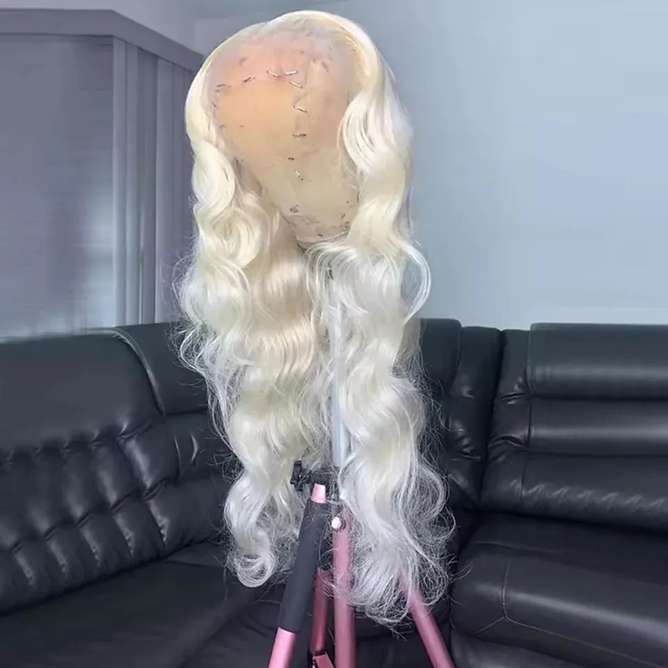 ZXBMALWIGS Synthetische 13X4 Blonde Body Wave Lace Front Pruiken voor Vrouwen Lijmloze Cosplay Haar Hittebestendige Vezel Dagelijks