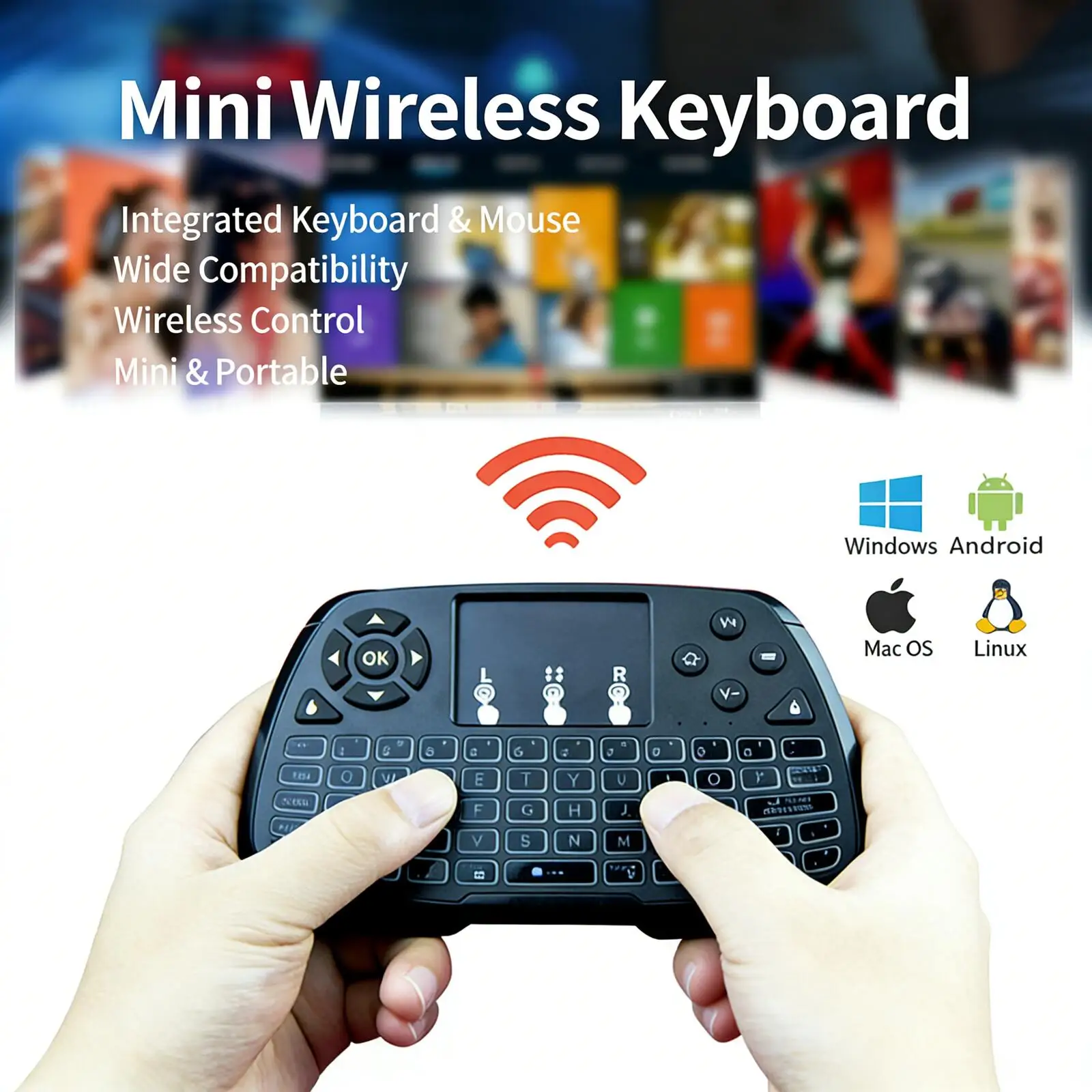 2.4G Wireless Keyboard with Touchpad Air Mouse Rechargeable RGB Backlit Mini Keyboard for TV Box Laptop PC Projector Smart TV