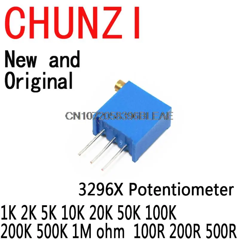 

10 шт. 3296 3296X потенциометр сопротивление Ом триммер 1K 2K 5K 10K 20K 50K 100K 200K 500K 1M Ом 100R 200R 500R