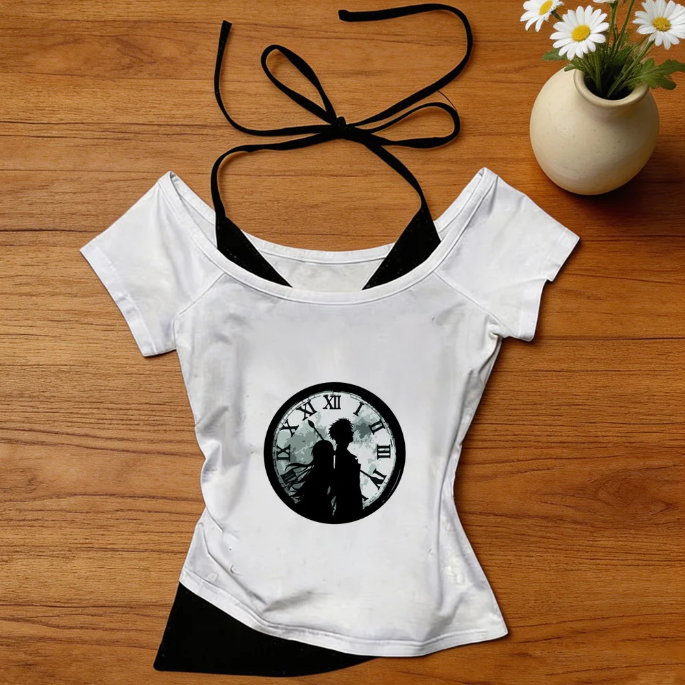 Steins Gate cropped top ladies japanese kawaii dollette anime shirt scene  streetwear alternative  jojifuku harajuku