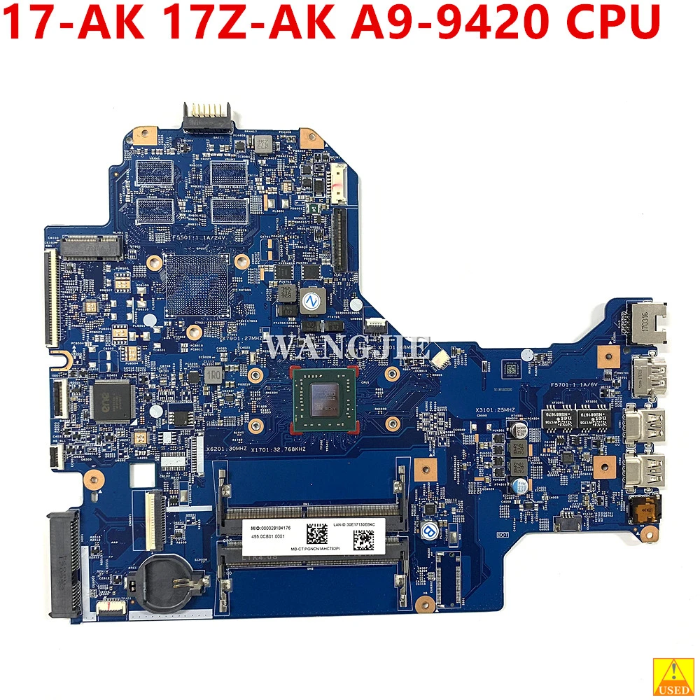 926190-001 926190-601 For HP PAVILION 17-AK 17Z-AK Laptop Motherboard 16892-1 With A9-9420 CPU 448.0CB02.0011