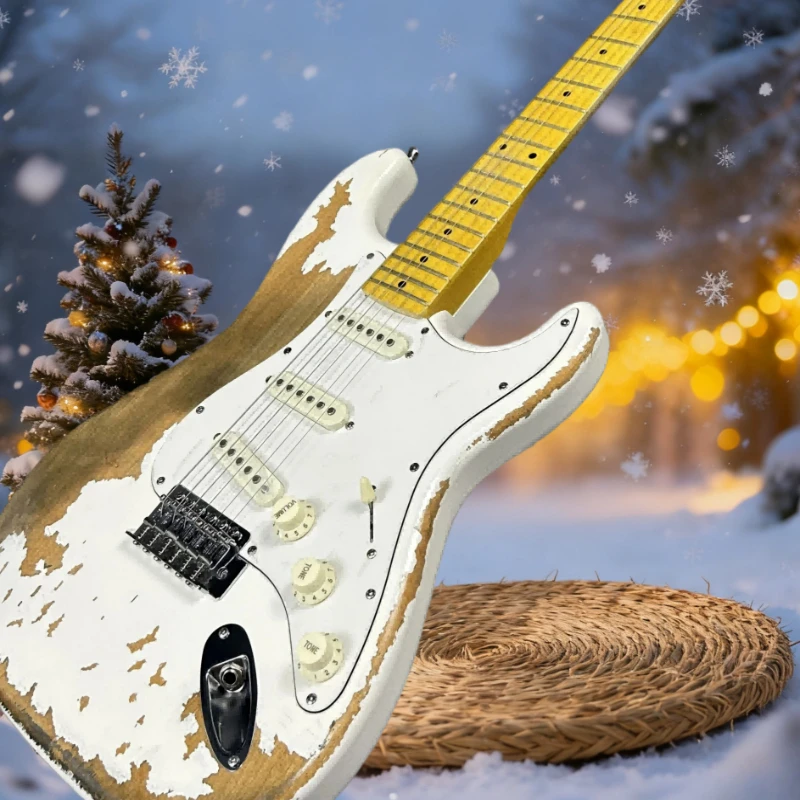 

Electric Guitar Free Shipping In Stock White Vintage STS 6 String Alder Wood Body Maple Neck Strong Infectivity Gift Christmas