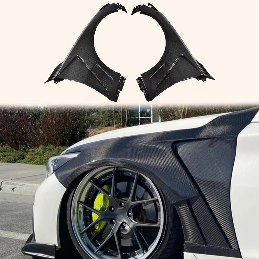 For Q50 14-21 KZ Style Honeycomb Carbon Fiber Front Bumper Fender Pair Side Wing