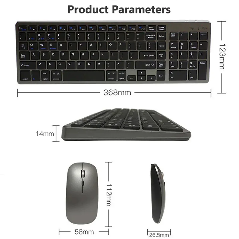 Teclado inalámbrico Bluetooth para Mac OS/iOS/iPad OS teclado recargable para MacBook WINDOWS Android